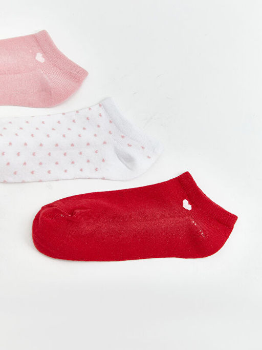 Kalp Desenli Kad?n Patik ?orap 3l?