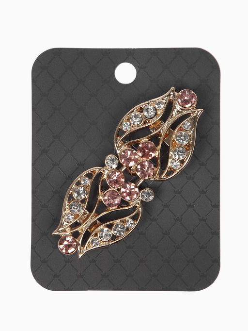 Зажим для кардигана "Ажур", бутон, цвет бело-золотой в золоте