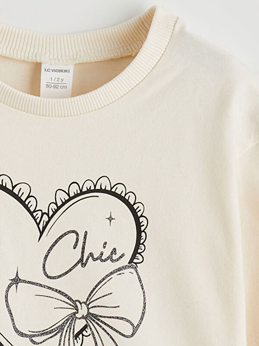 Fiyonk Detayl? Bask?l? K?z ?ocuk Ti??rt