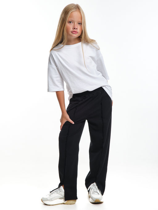 Брюки из футера для девочки 22-8005 черный - Mini maxi фото 4