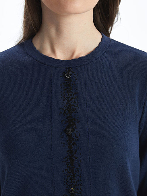 Bisiklet Yaka Desenli Kad?n Triko Kazak