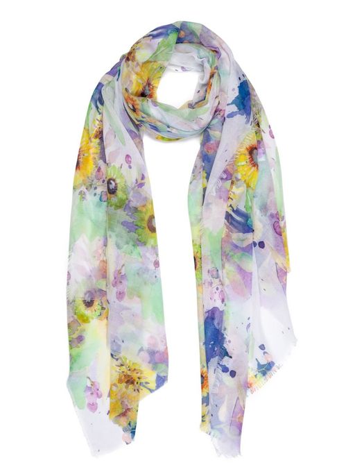 Палантин с цветочным принтом в акварельном стиле