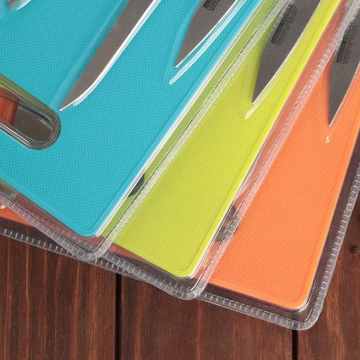 Набор кухонных принадлежностей, 5 предметов: ножи 7,5 см, 12,5 см, 17,5 см, ножницы, доска 2920 см, цвет МИКС - Simaland фото 2