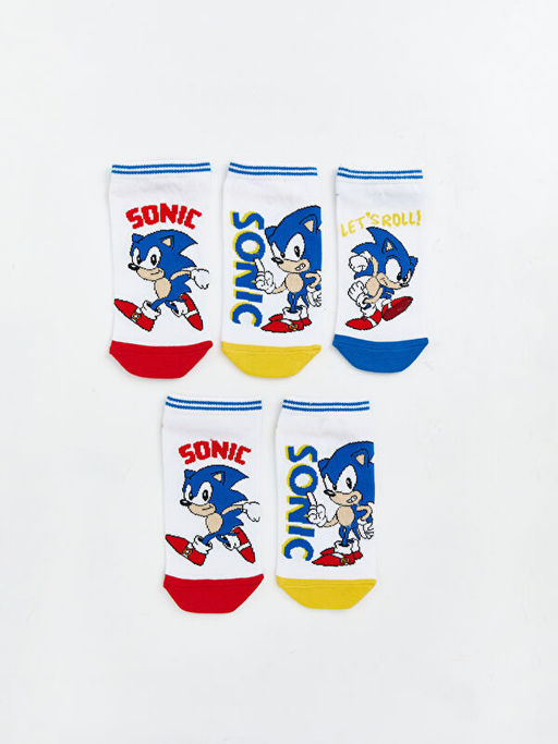 Sonic Desenli Erkek ?ocuk Patik ?orap 5li