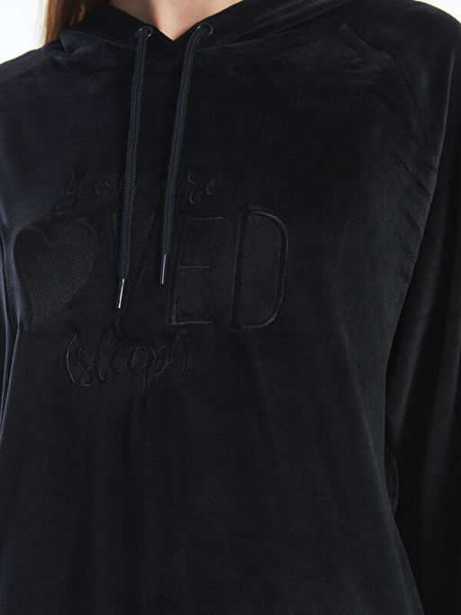 Kap??onlu Kadife Kad?n Pijama ?st