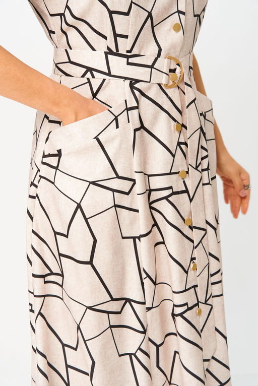 Платье Swallow 844.2 льняной, принт чёрная геометрия фото 6