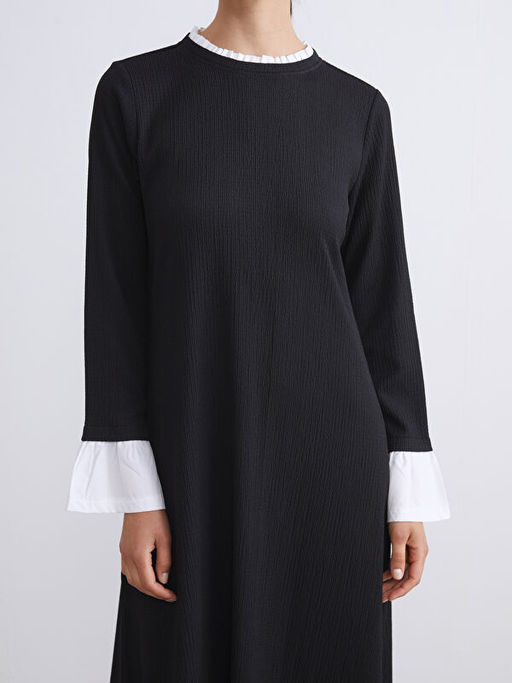 F?rf?rl? Dik Yaka Dokulu Elbise