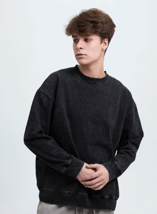 KM1856 Свитшот OVER SIZE (футер-двухнитка) ЧЕРНЫЙ