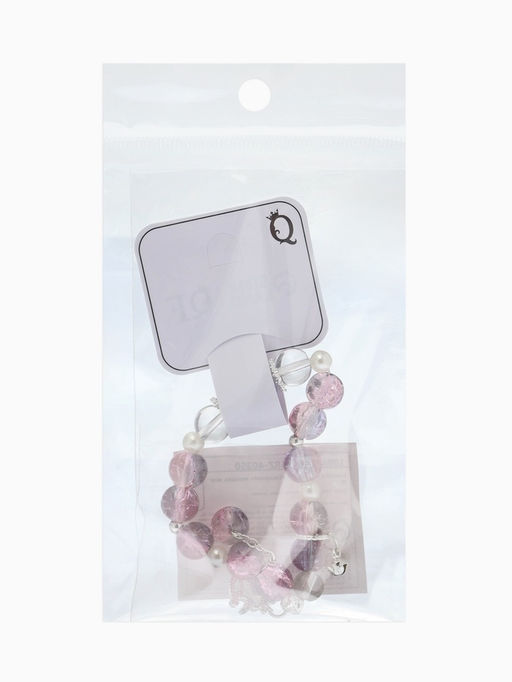 Браслет с подвесками «Сахарный» лошадка, шар №10/8, d=6 см, фиолетово-розовый в серебре