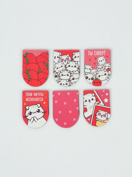 Цена за 2 шт. Закладки магнитные для книг, 6 шт "Самой красивой"