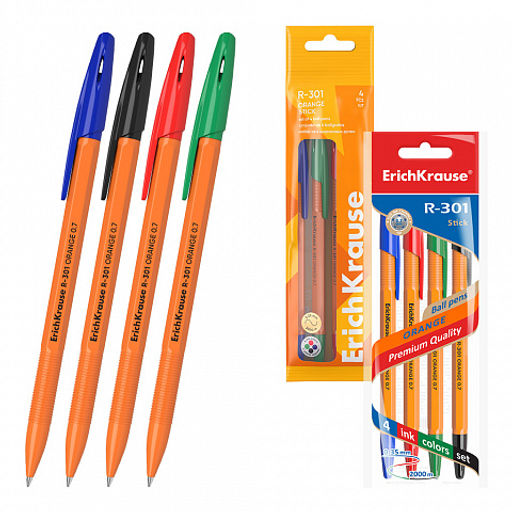 Цена за 50 шт. Ручка шариковая ErichKrause R-301 Stick Orange 0.7, цвет чернил синий (в коробке по 50 шт.)  фото 28