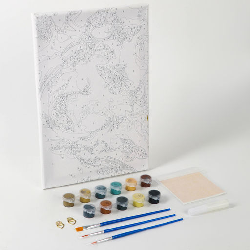 Картина по номерам с подрамником и поталью «Золотые рыбки», 20×30 см