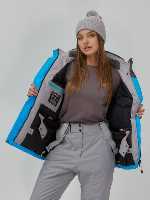 Горнолыжная куртка женская зимняя синего цвета 7017S - Chunmai фото 6