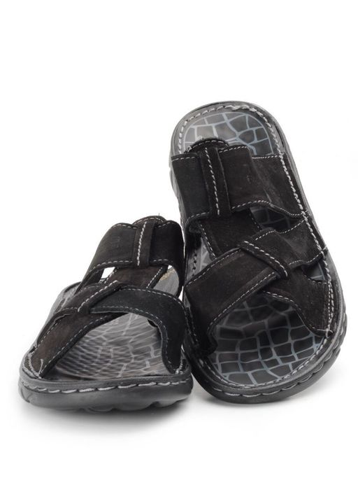 04-P2327-66 BLACK Тапочки мужские (натуральная кожа (нубук)) - Фабричный китай фото 13