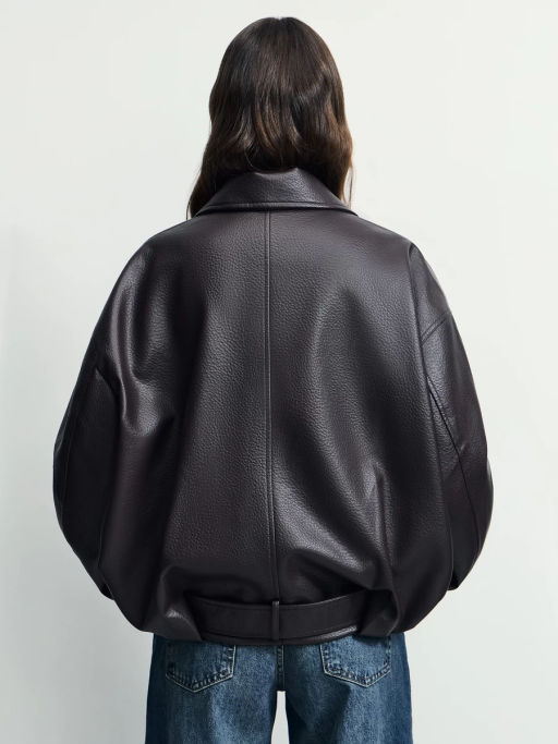 Куртка-бомбер из искусственной кожи с ремнем / Zarina  фото 6