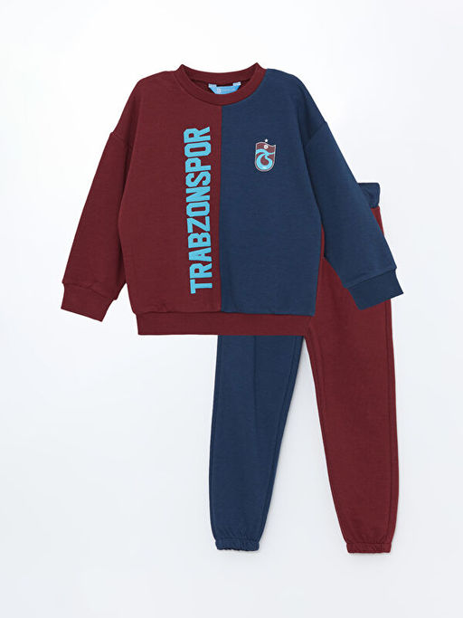 Bisiklet Yaka Trabzonspor Bask?l? Erkek ?ocuk Sweatshirt ve E?ofman Alt 2li Tak?m