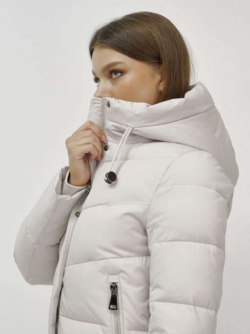 Пальто зимнее MTFORCE 9636_1B женское утепленное стеганное бежевое  фото 10