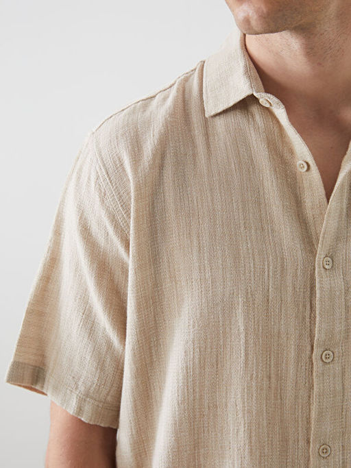 Regular Fit K?sa Kollu Erkek Dokulu G?mlek