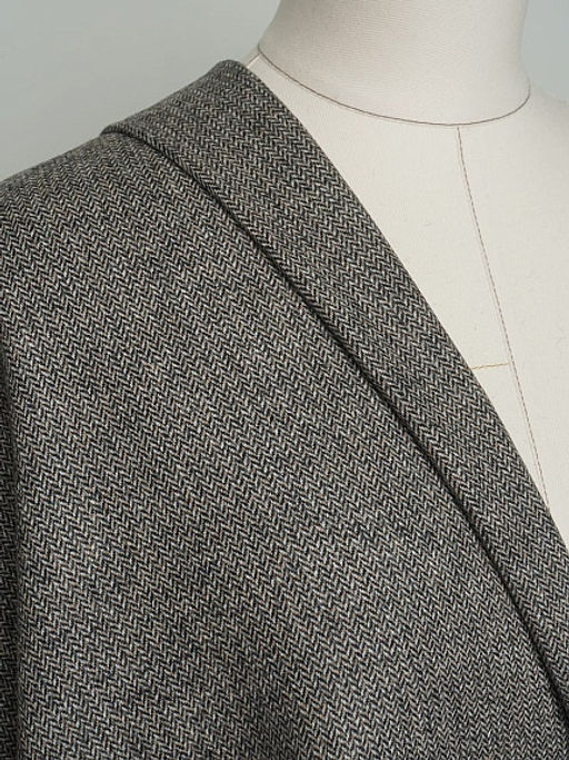 Шерсть пальтово-костюмная Твид Мелкая елочка цв.черный/бежевый, ш.1.5м, шерсть-40%, п/э-60% - Купава фото 4