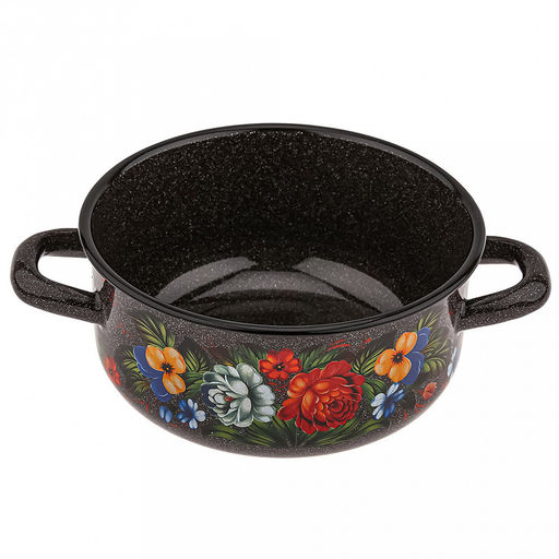 "Татьяна" Кастрюля эмалированная 1,45л, форма цилиндрическая, металлическая крышка (Россия)