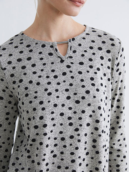 Bisiklet Yaka Puantiyeli Bluz