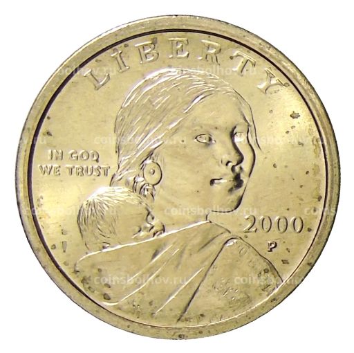 1 доллар 2000 года P США Сакагавея Парящий Орел