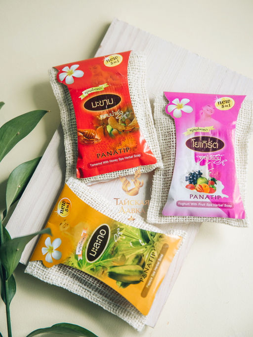 Спа-мыло в Мочалке из Люфы Папайя PANATIP 75 гр - Тайская лавка фото 3