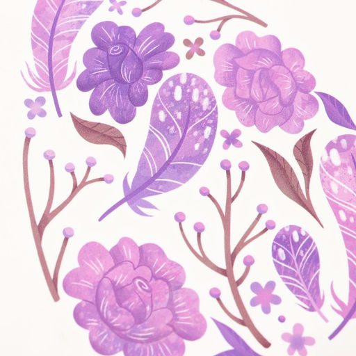 Переводная тату цветная Яйцо с фиолетовыми узорами, временная татуировка, 10?10 см - Арт узор фото 3