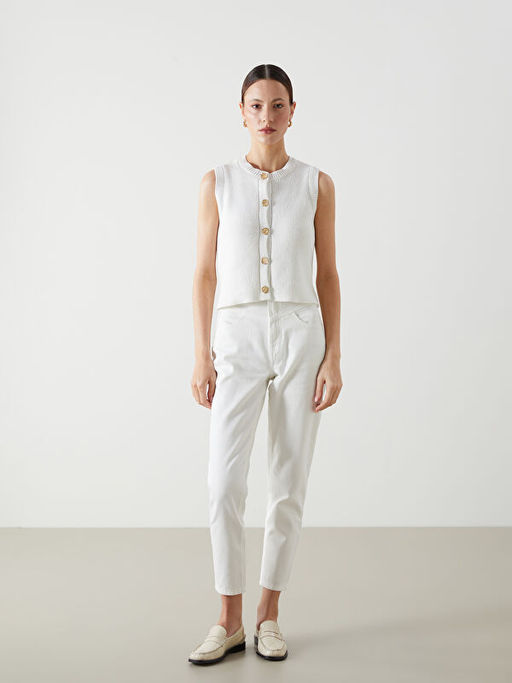 Bisiklet Yaka Kad?n Triko Yelek