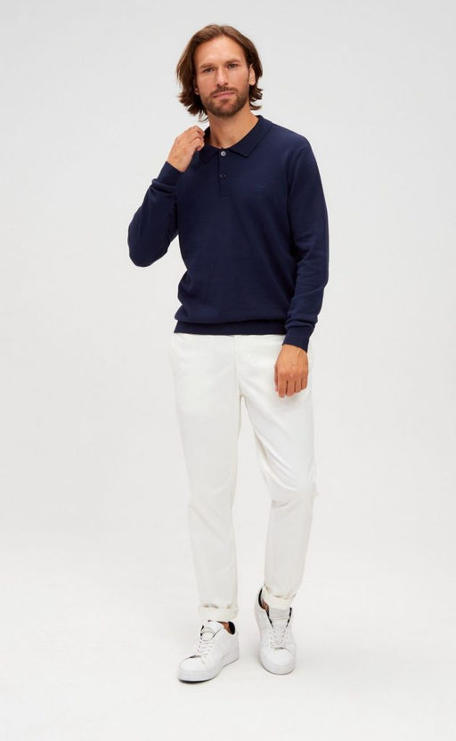 Джемпер мужской с отложным воротником и планкой на пуговицах F221-15-22021 тёмно-синий - Fine joyce фото 5