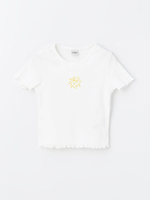 Bisiklet Yaka Nak??l? K?sa Kollu K?z ?ocuk Ti??rt