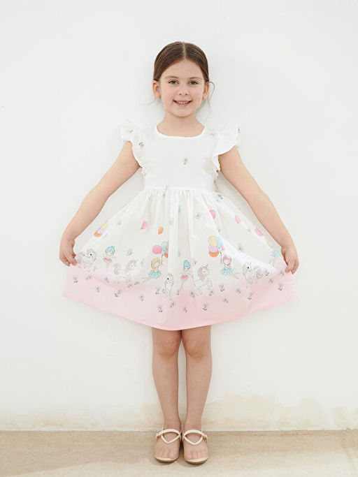 Bisiklet Yaka Poplin K?z ?ocuk Elbise