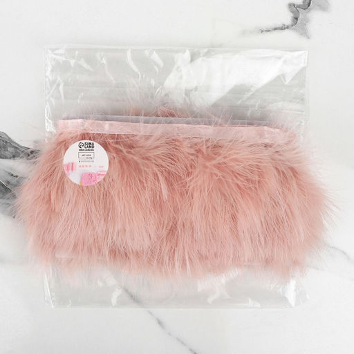 Перья марабу декоративные, на ленте, 8-10 см, 5±0.5 м, тёмно-бежевые