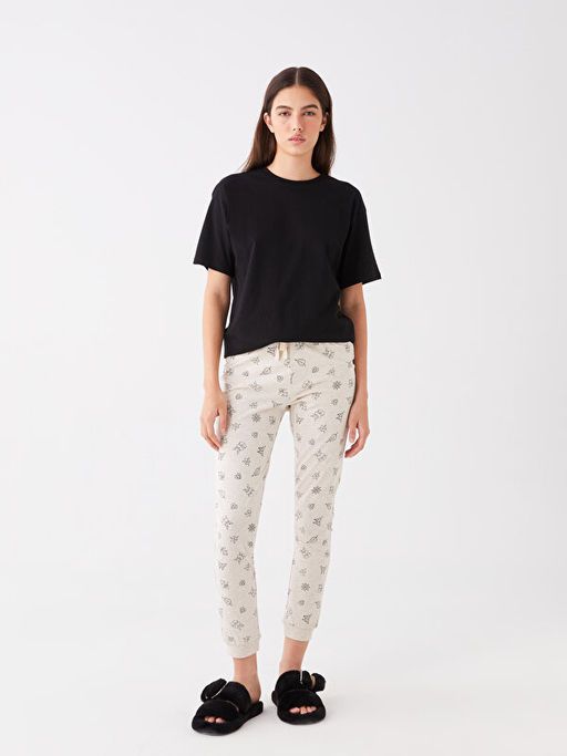 Beli Lastikli Desenli Kad?n Jogger Pijama Alt?