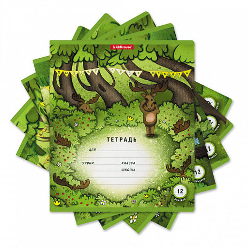 Цена за 280 шт. Тетрадь школьная ученическая ErichKrause Прятки, 12 листов, линейка (в плёнке по 10 шт.)