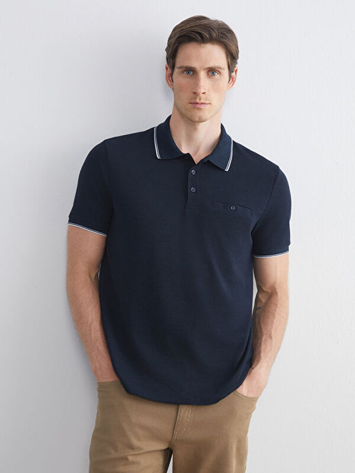 Polo Yaka K?sa Kollu Penye Erkek Ti??rt