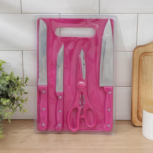 Набор кухонных принадлежностей, 5 предметов: ножи 12 см, 17 см, 17,5 см, доска, цвет МИКС - Simaland фото 7