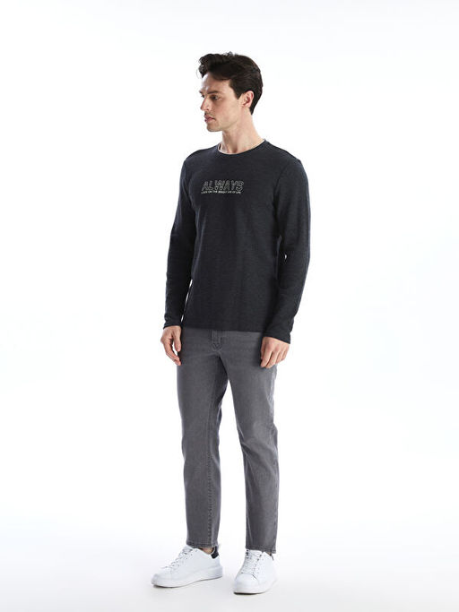 Bisiklet Yaka Uzun Kollu Erkek Sweatshirt