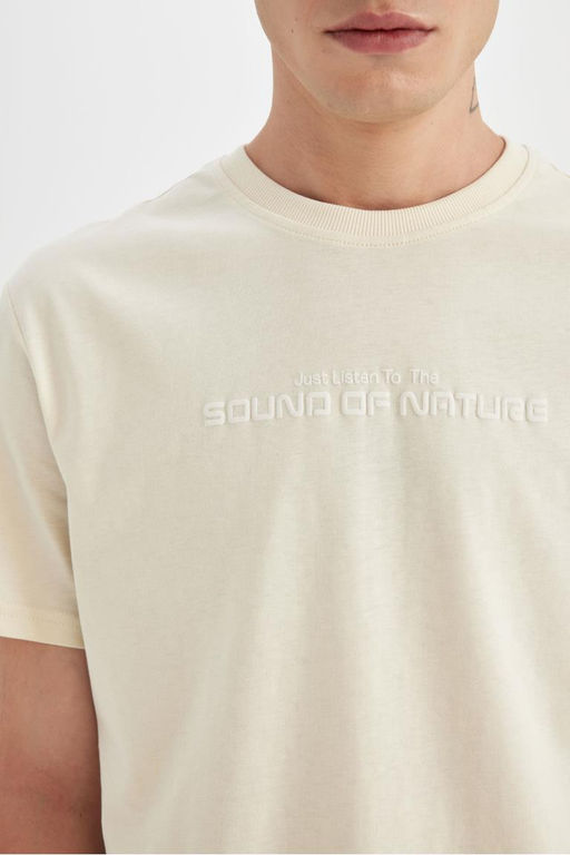 Футболка стандартного кроя с круглым вырезом и короткими рукавами с принтом - Defacto фото 4