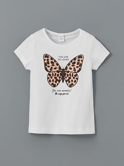 Bisiklet Yaka Bask?l? K?z ?ocuk Ti??rt ve ?ort 2li