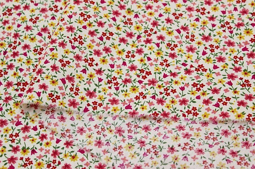 Импорт. хлопок Цветочные огоньки, цв.малиновый, ВИД2, ш.1.46м, хлопок-100%, 100гр/м.кв - Купава фото 3