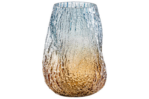 Ваза 15*15*20 см 2,2 л, бежево-голубая, стекло