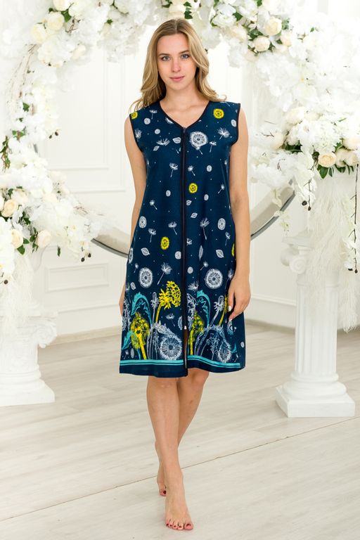 Халат женский из кулирки Лето темно-синий - Амадэль фото 7