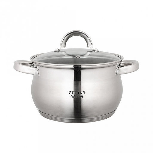 "Zeidan" "Barcelona" Кастрюля из нержавеющей стали 2,1л, д16см, h10,5см, стеклянная крышка, 5-ти слойное капсулированное дно, мерная шкала, подарочная упаковка (Китай) Подходит для всех видов плит, включая индукционную.