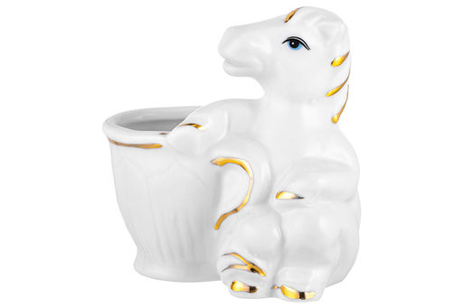 Вазочка для зубочисток 6,5*4*7 см Лошадь белая с золотом, фарфор - Elan gallery фото 4