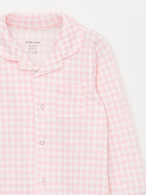 Bebe Yaka Uzun Kollu Ekose Desenli K?z Bebek Tulum - Waikiki фото 2