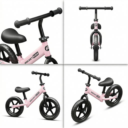 Беговел 12" Rocket R0044NEW-PK, колеса EVA, цвет розовый