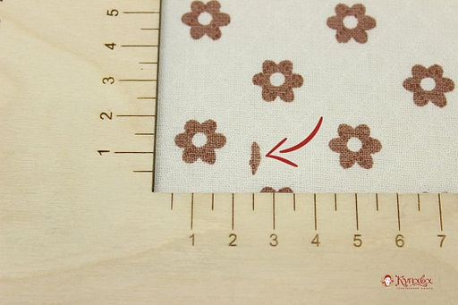 Муслин двухслойный с эф.фактурной стежки Коричневые ромашки на молочном-2, СОРТ2, ш.1.39м, хл-100% - Купава фото 6