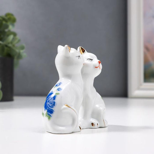 Фигурка керамика «2 котёнка в цветочек», 7×8 см