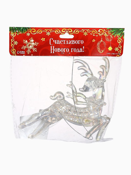 Ёлочная игрушка Зимнее волшебство. Олень резной, 10.512 см, прозрачный перламутр  фото 13